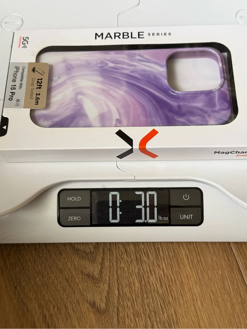 New xBase Marble Series Purple iPhone 15 Pro 6.1” Case purple pink marble